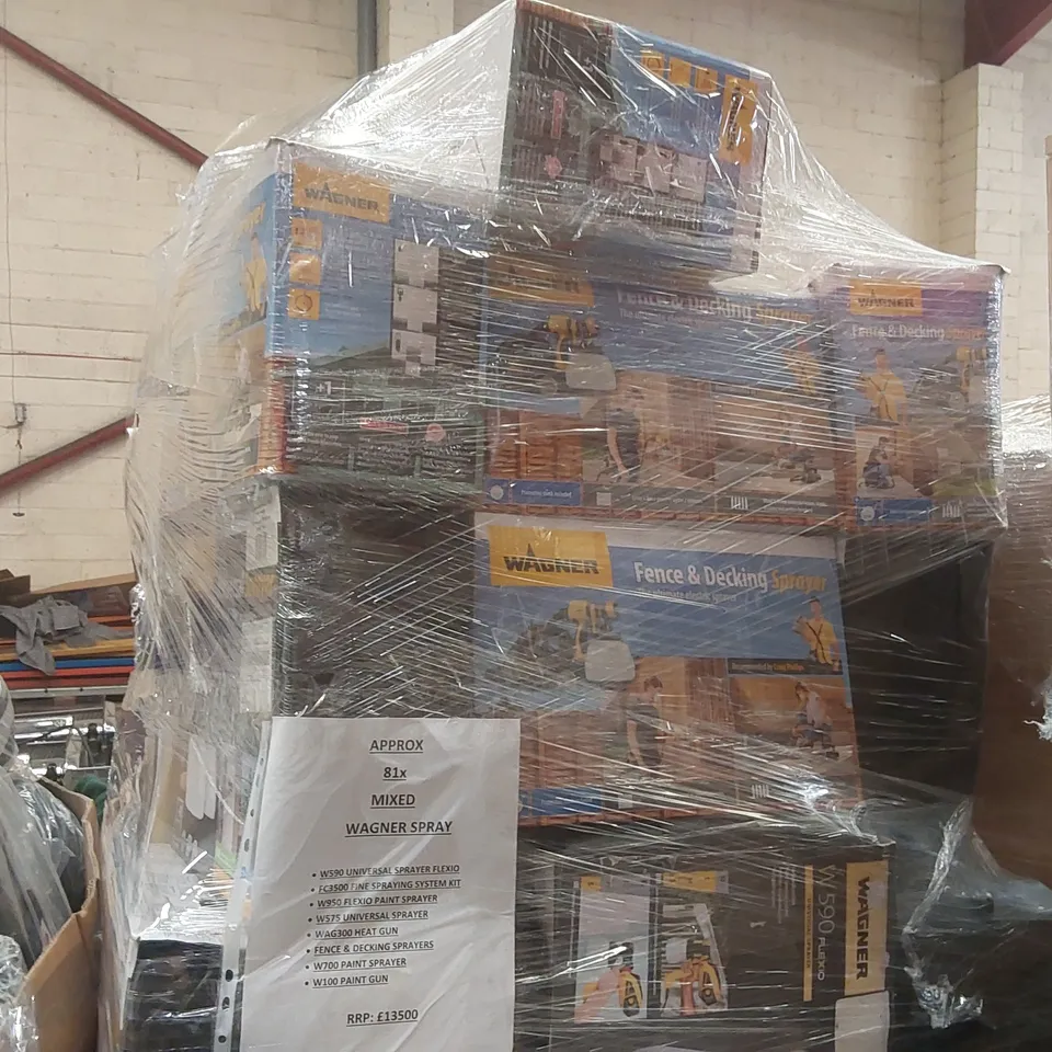 PALLET CONTAINING VERY LARGE QUANTITY OF ASSORTED WARNER SPRAY PRODUCTS