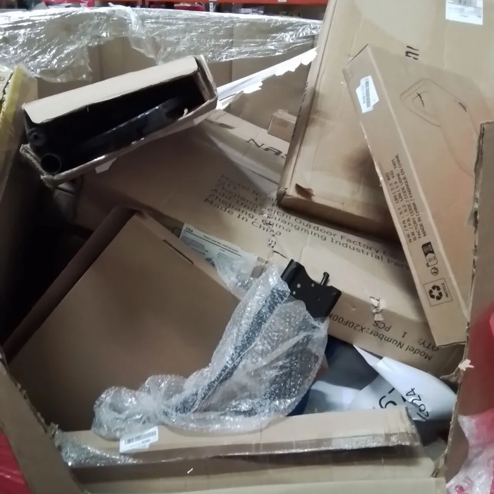 PALLET OF ASSORTED HOUSEHOLD GOODS AND PRODUCTS TO INCLUDE; TOILET SEATS, BOXED FURNITURE ETC 