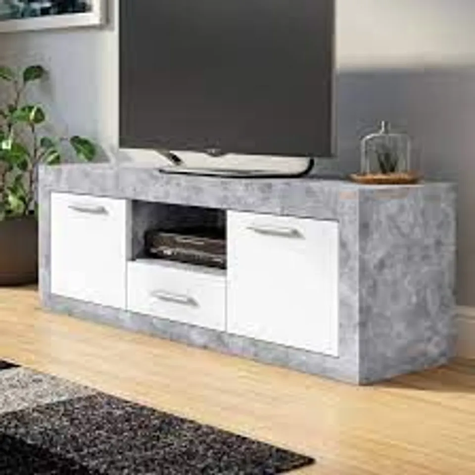 BOXED PASTORE GREY TV STAND FOR TVS UP TO 75" 
