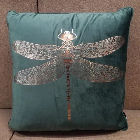 SQUARE FILLED DRAGONFLY CUSHION - GREEN