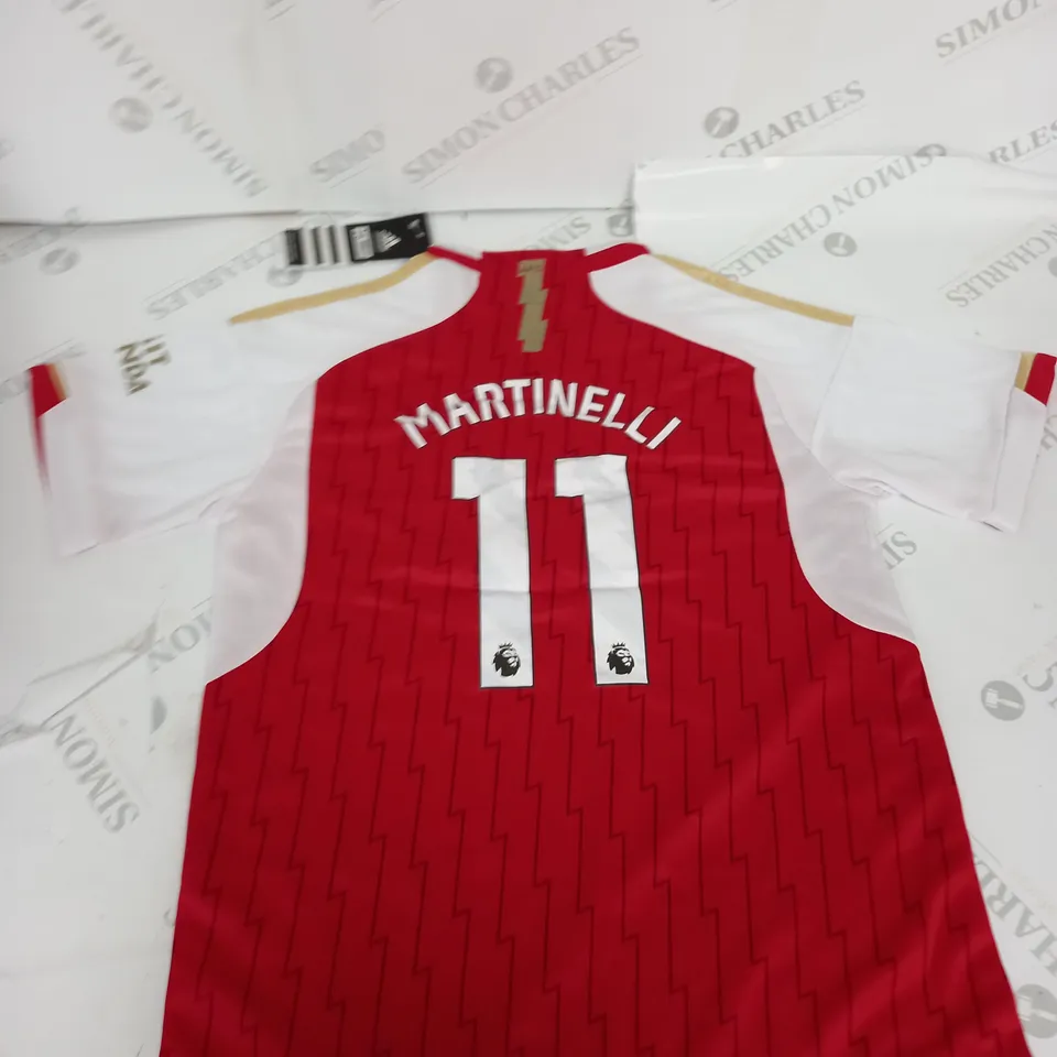 ARSENAL FC HOME SHIRT WITH MARTINELLI 11 SIZE 26