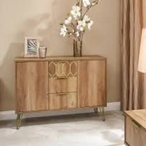 BOXED GFW ORLEANS 2 DOOR 3 DRAWER MANGO YELLOW SIDEBOARD (2 BOXES)