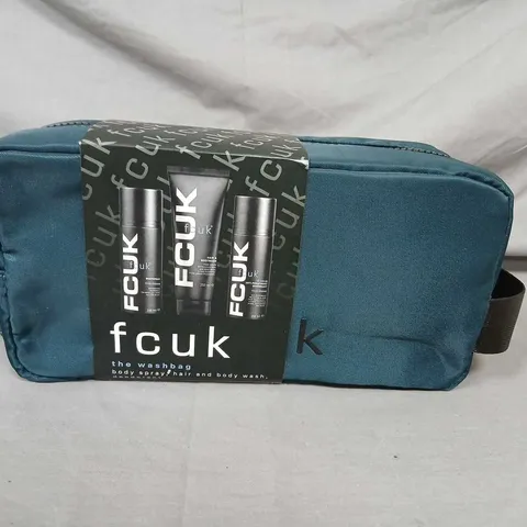 FOUR FCUK THE WASHBAG BODY SPRAY, HAIR AND BODY WASH GIFT SET