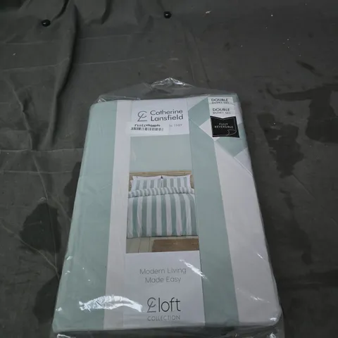 CATHERINE LANSFIELD DOUBLE DUVET SET – LIGHT BLUE/WHITE, FULLY REVERSIBLE