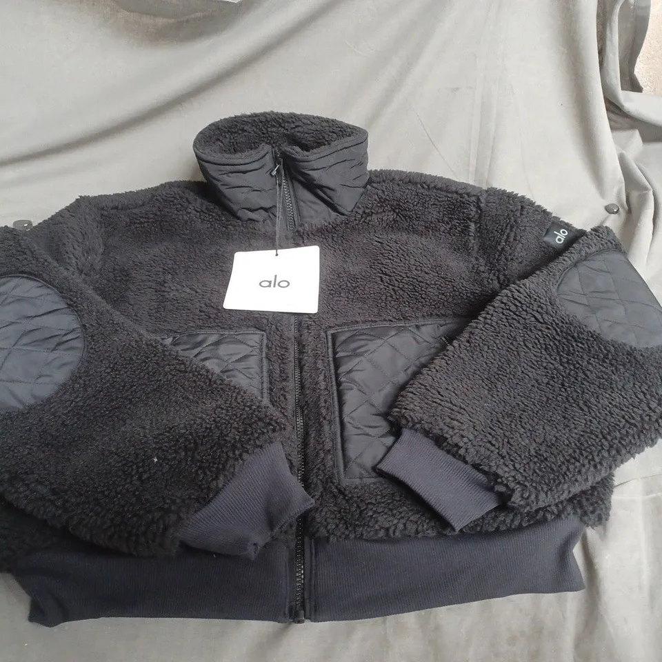 ALO YOGA SHERPA EDGE BOMBER JACKET – BLACK – SIZE M