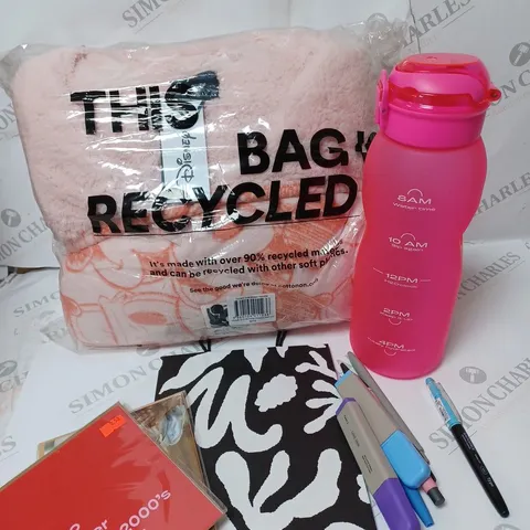 APPROXIMATELY 4 COTTON ON ITEMS INCLUDING DISNEY MICKEY MOUSE THROW, LAREG PIBK WATERBOTTLE, WITH PAPER BAG AND 2 CARDS
