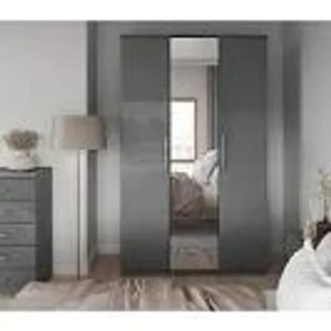 BOXED GRADE 1 PRAGUE BLACK ASH 3 DOOR ROBE WITH MIRRORS (3 BOXES)
