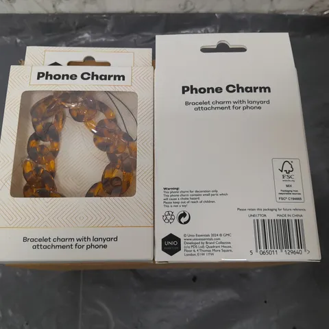 LOT OF 48 BOXED BRAND NEW PHONE CHARMS IN TORTOISE