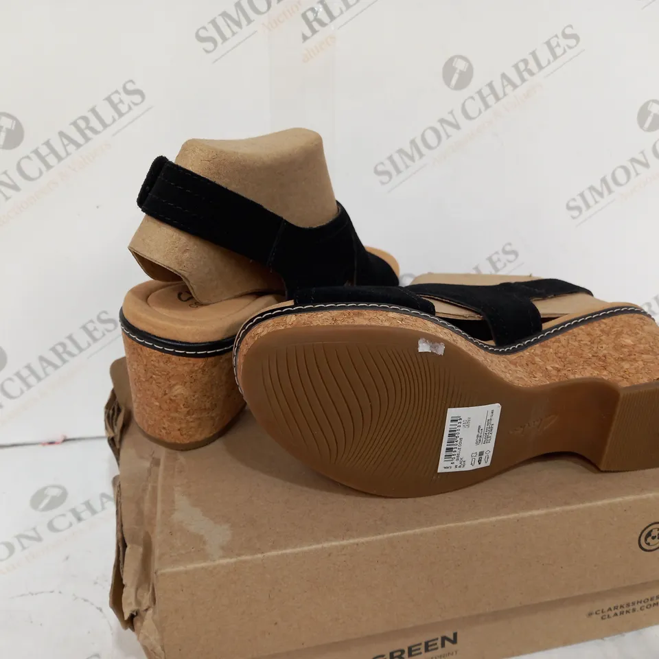 BOXED BROWN & BLACK HEEL CLARKS SHOES