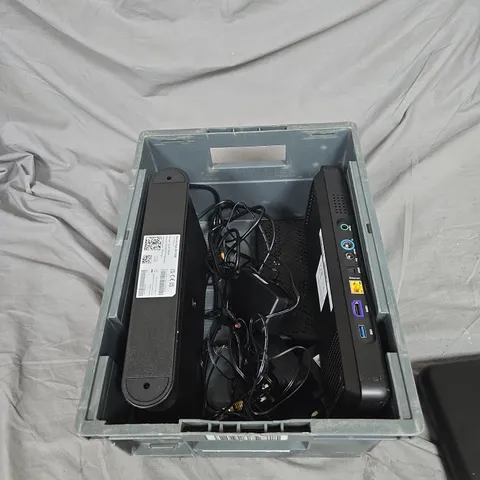 TOTE OF APPROXIMATELY 9 ASSORTED ITEMS TO INCLUDE: EE ROUTER 