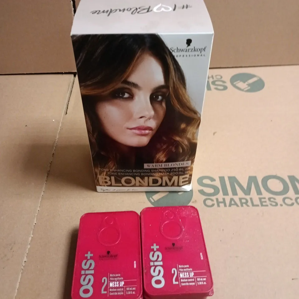 LOT OF 3 OF SCHWARZKOPF HAIRCARE PRODUCTS TO INCLUDE HAIR COLOUR AND MATTE PASTE