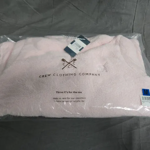 CREW CLOTHING COMPANY BORG LOUNGE PINK HALF ZIP MEDIUM