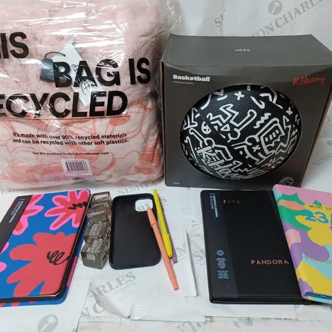 BOX OF 8 COTTON ON ITEMS INCLUDING BASKET BALL, THROW, NOTEBOOKS