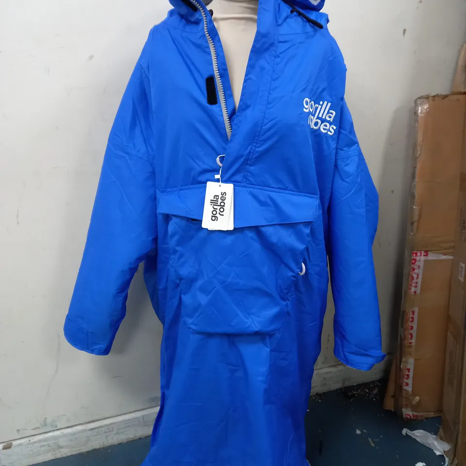GORILLA ROBES ZIP UP COAT IN BLUE - LARGE