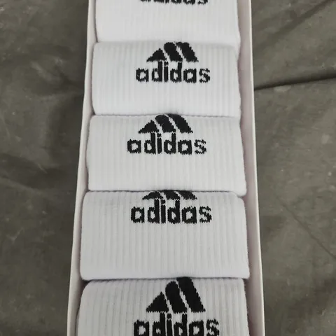 5 PAIRS OF ADIDAS LOGO SOCKS - WHITE/BLACK 