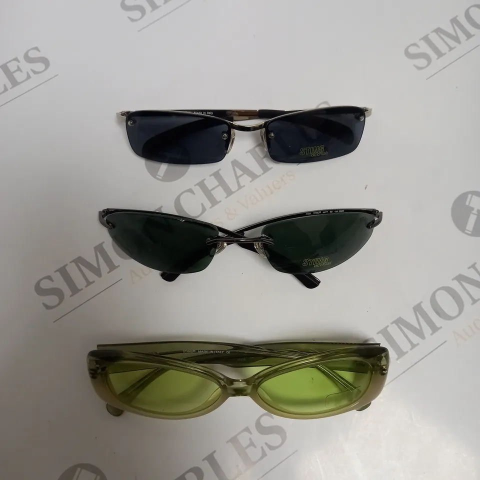APPROXIMATELY 10 ASSORTED DE RIGO STING SUNGLASSES TO INCLUDE MODELS 4479, 4477, 6205M ETC.