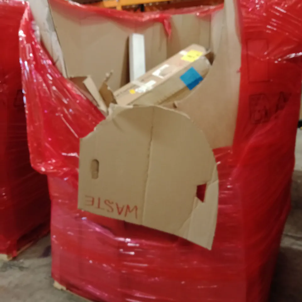 PALLET OF ASSORTED HOUSEHOLD GOODS AND PRODUCTS TO INCLUDE; CABINET, CURTAIN RODS,ETC