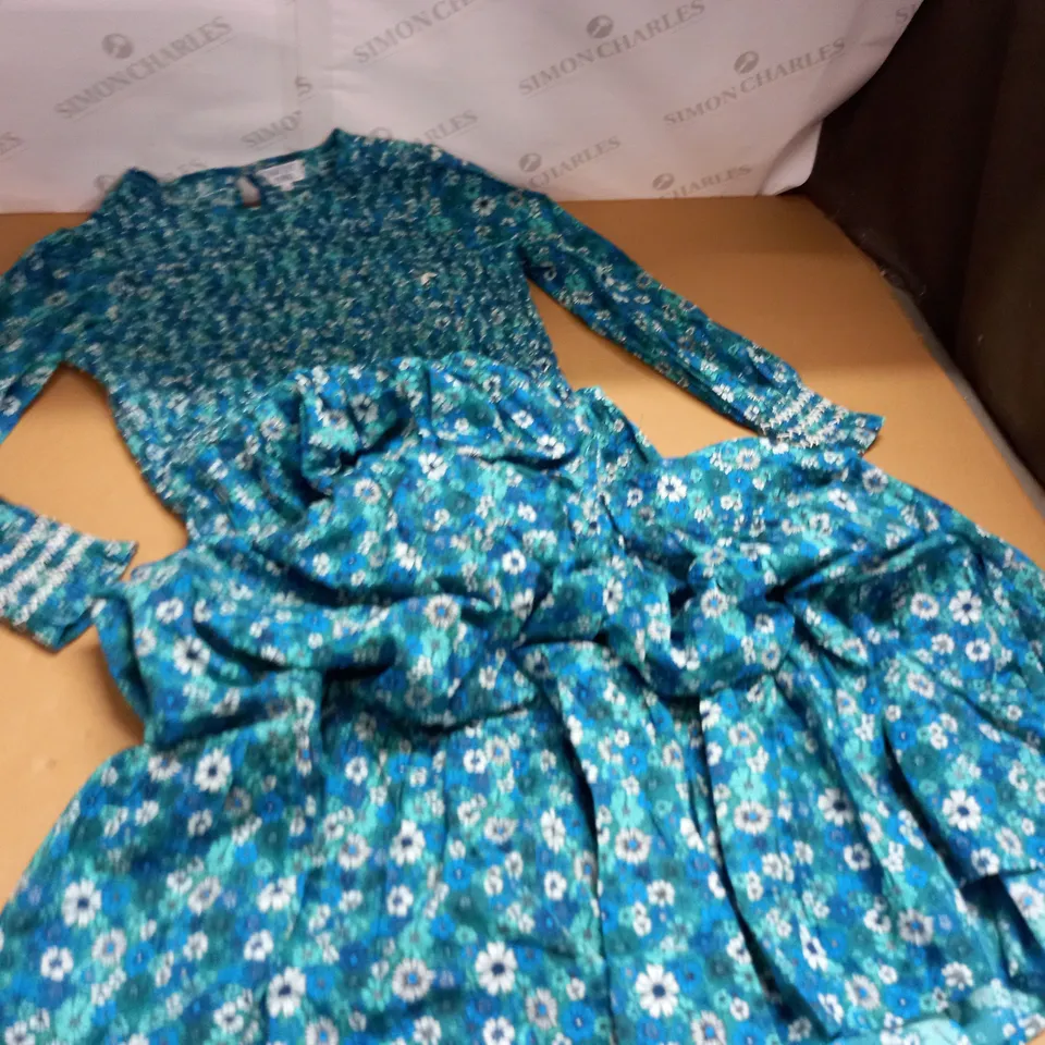 PINK CITY PRINTS BLUE FLORAL MAXI DRESS - M