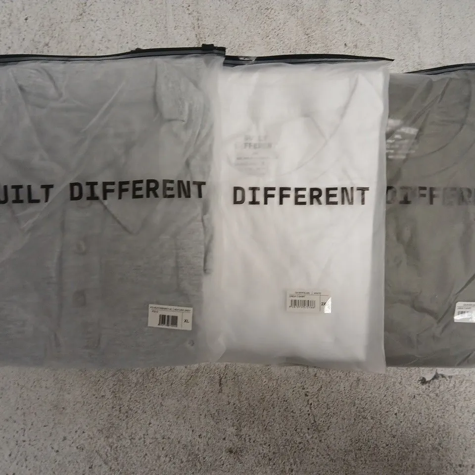 SET OF APPROXIMATELY 10 ASSORTED BUILT DIFFERENT T-SHIRTS/SHIRTS IN VARIOUS COLOURS AND SIZES