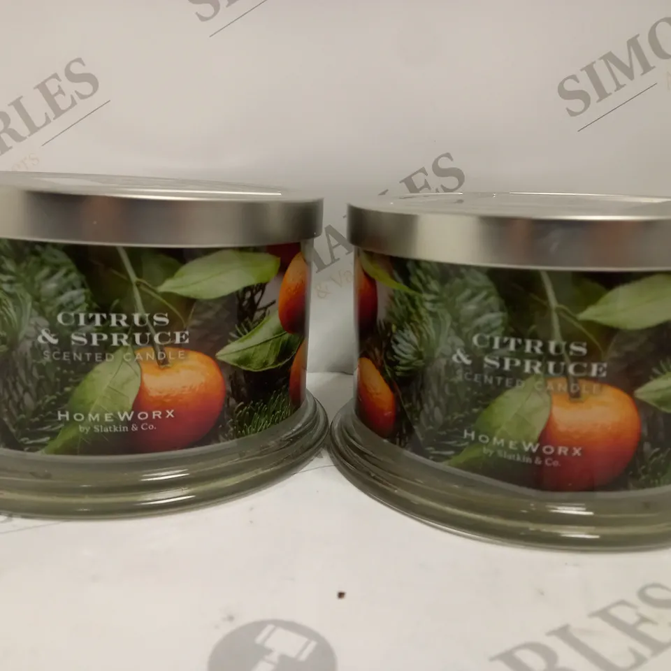 2 CITRUS & SPRUCE HOMEWORX SCENTED CANDLES
