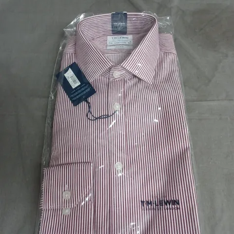 TM LEWIN BURGUNDY STRIPPED SHIRT SIZE 16/35