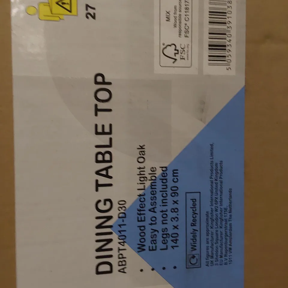 BOXED DINING TABLE TOP WOOD EFFECT LIGHT OAK ABPT4011-030