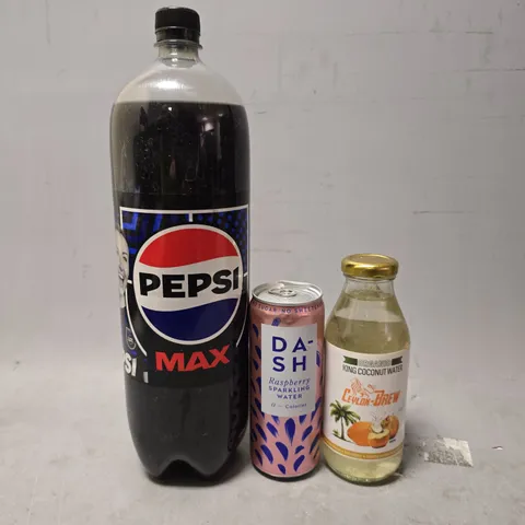 APPROXIMATELY 7 ASSORTED DRINK ITEMS TO INCLUDE - PEPSI MAX , DA-SH SPARKLING WATER , KING COCONUT WATER ETC