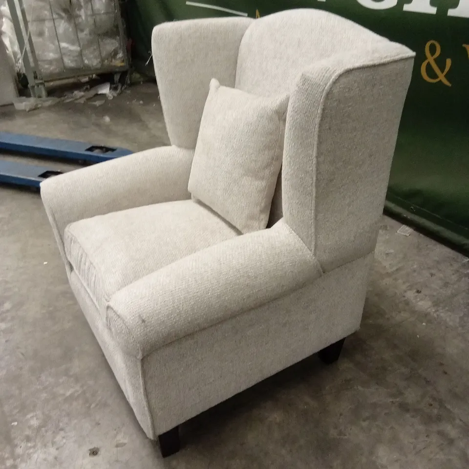 DENTON CHUNKY WEAVE FABRIC WING CHAIR RRP £379