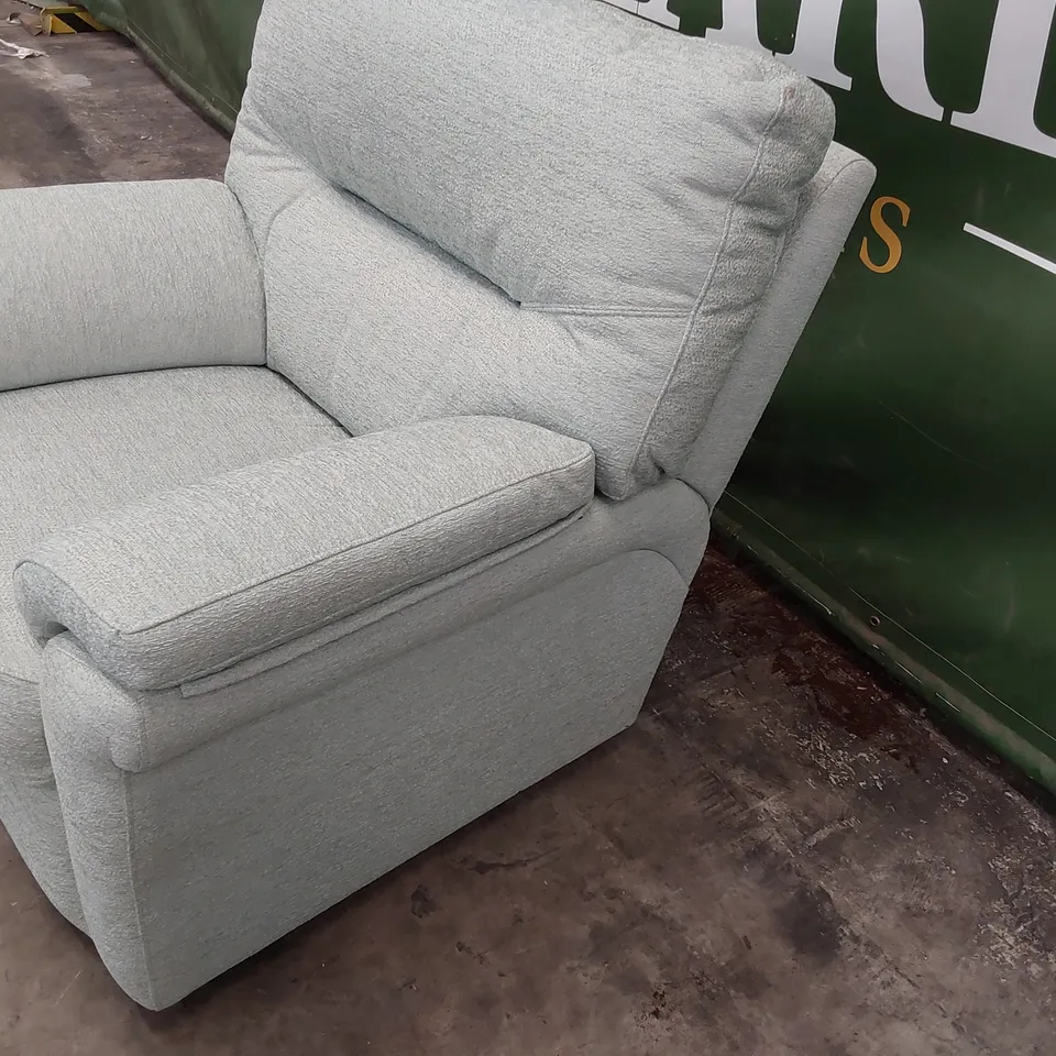 QUALITY BRITISH DESIGNER G PLAN SEATTLE ARMCHAIR BAMBOO MARINE FABRIC 