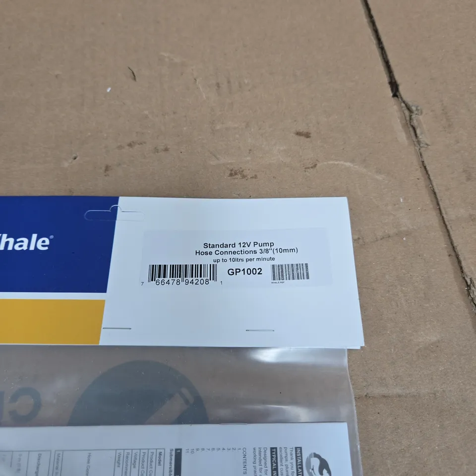 WHALE STANDARD 12V PUMP WITH INSTRUCTIONS