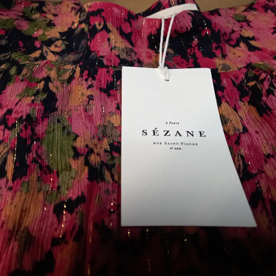 SEZANE BLACK/PINK/ METALIC GOLD ABSTRACT FLORAL SKIRT - SIZE 10