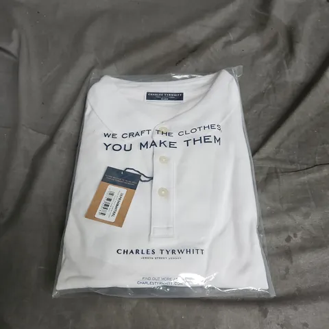 CHARLES TYRWHITT SHORT SLEEVE COTTON PIQUE POLO IN WHITE SIZE XXL