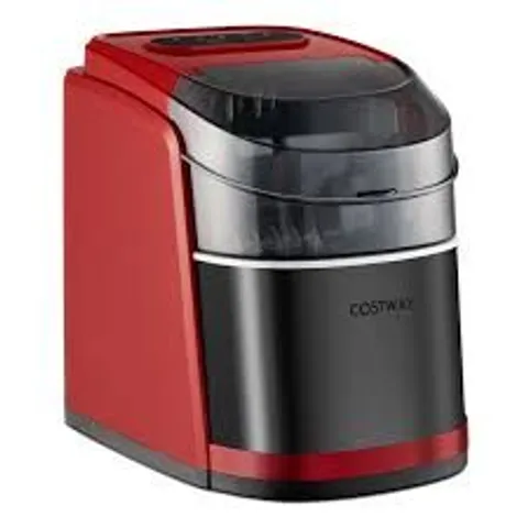 BOXED COSTWAY PORTABLE COUNTERTOP ICE MAKER WITH ICE SCOOP AND BASKET - RED (1 BOX)