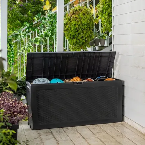 BOXED KETER SAMOA OUTDOOR STORAGE BOX 270L - ANTHRACITE (1 BOX)