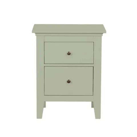 BOXED LYNTON 2 DRAWER BEDSIDE TABLE - SAGE (1 BOX)