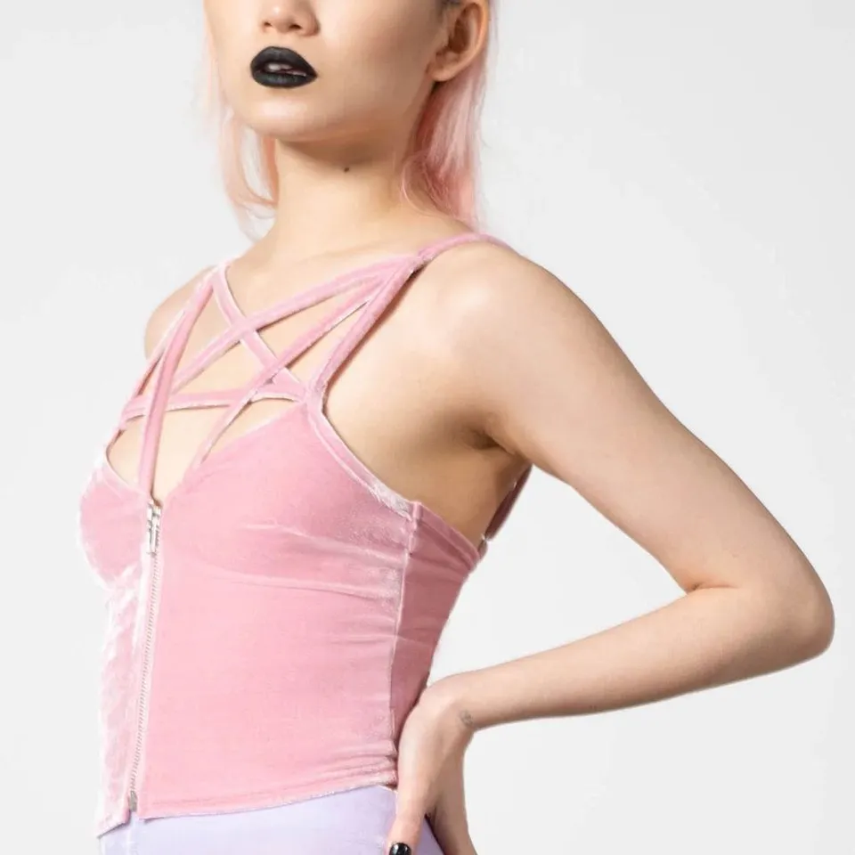 BRAND NEW BAGGED KILLSTAR LOST IN SIN ZIP TOP PASTEL PINK SIZE M
