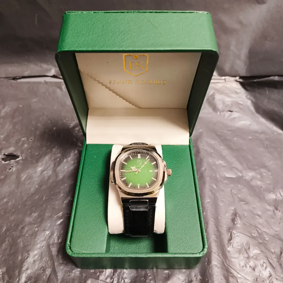 MEN'S FRANK SCHMIDT WATCH - GREEN COLOURED DIAL