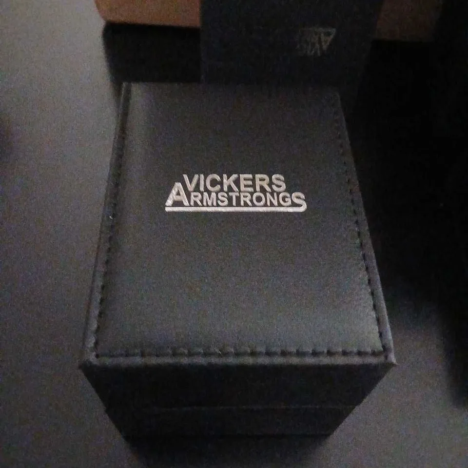VICKERS ARMSTRONG AEROMARK STEEL BLUE CHRONOGRAPH WATCH – BOXED