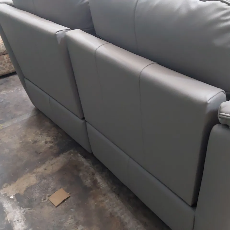 QUALITY BRITISH DESIGNER G PLAN JACKSON POWER RECLINING THREE SEATER SOFA CAMBRIDGE GREY LEATHER 