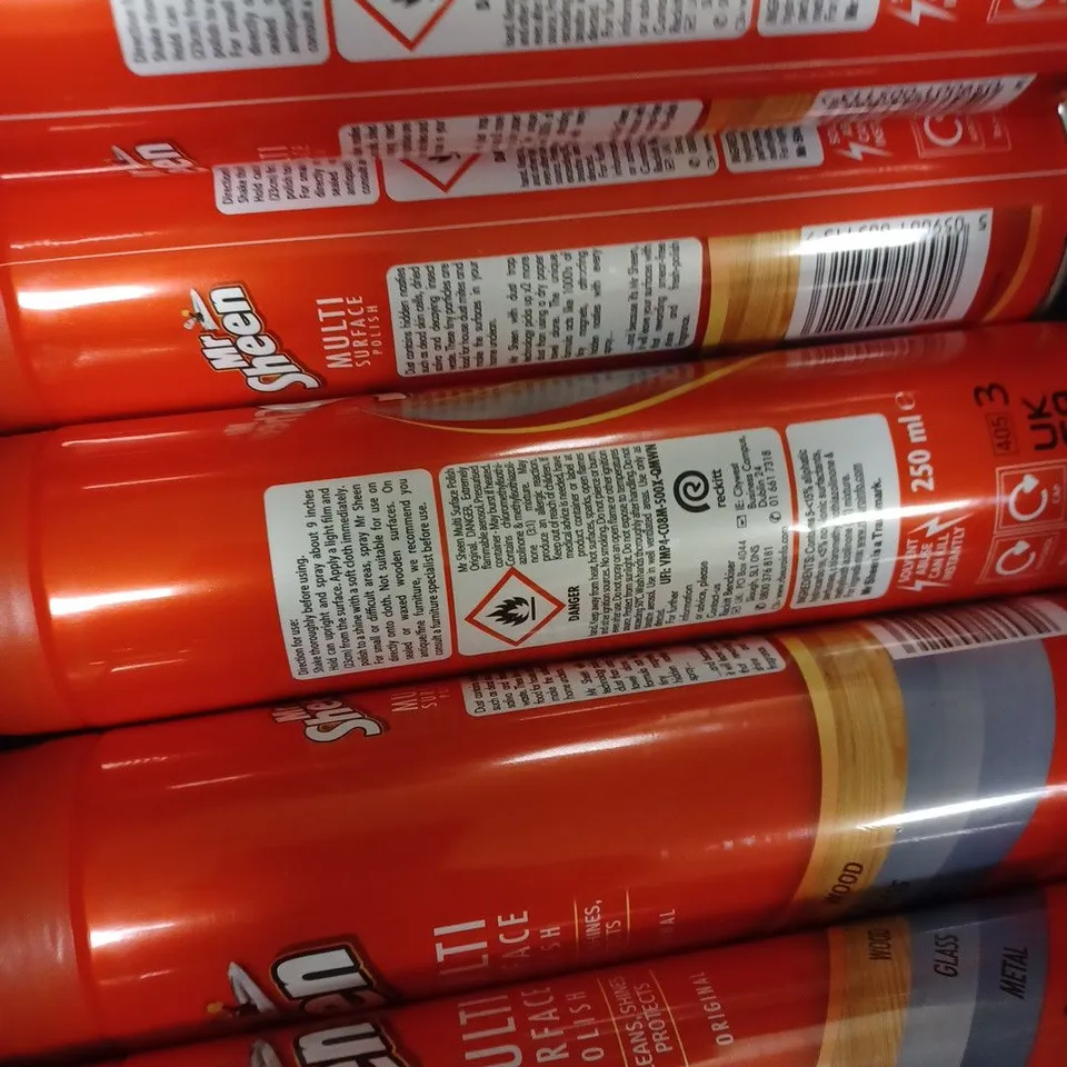 BOX OF APPROX 12 X 250ML MR SHEEN MULTI SURFACE POLISH 