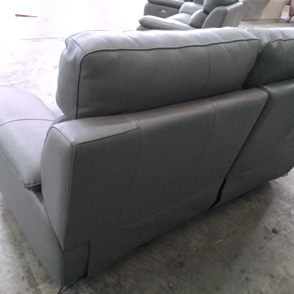 QUALITY ITALIAN DESIGNER PATRIZIO 2 SEATER ELETRIC RECLINER SOFA - GREY ANTHRACITE LEATHER