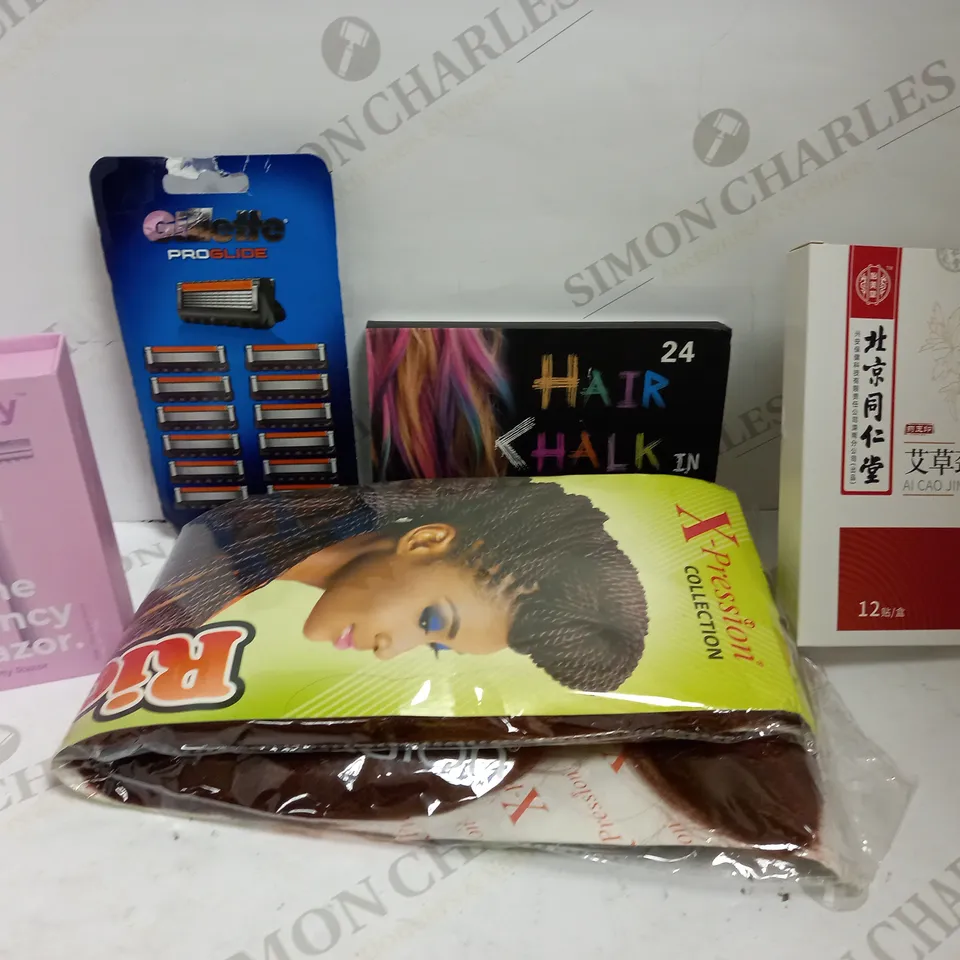 LOT OF APPROXIMATELY 10 ASSORTED HEALTH & BEAUTY ITEMS, TO INCLUDE BRAIDS, HAIR CHALK, WIGS, ETC