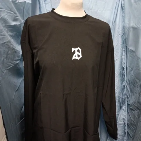 ODYESSY BLACK LONG-SLEEVE T-SHIRT WITH WHITE LOGO – SIZE M (UK)