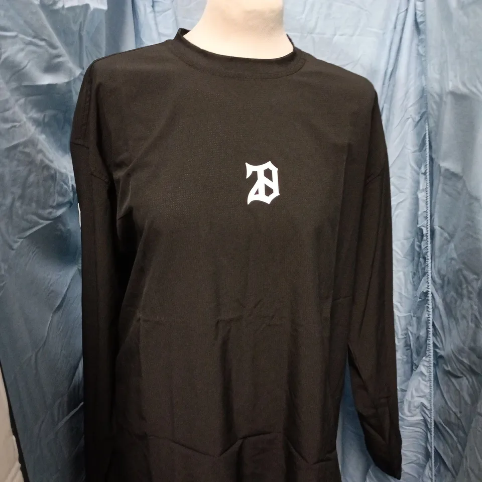 ODYESSY BLACK LONG-SLEEVE T-SHIRT WITH WHITE LOGO – SIZE M (UK)