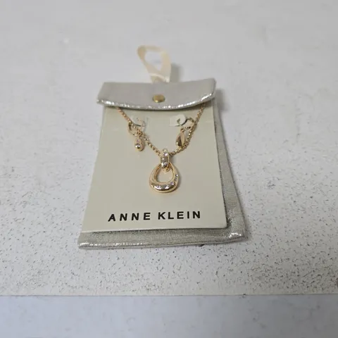 ANNE KLEIN GOLD-TONE NECKLACE WITH MATCHING EAR RINGS