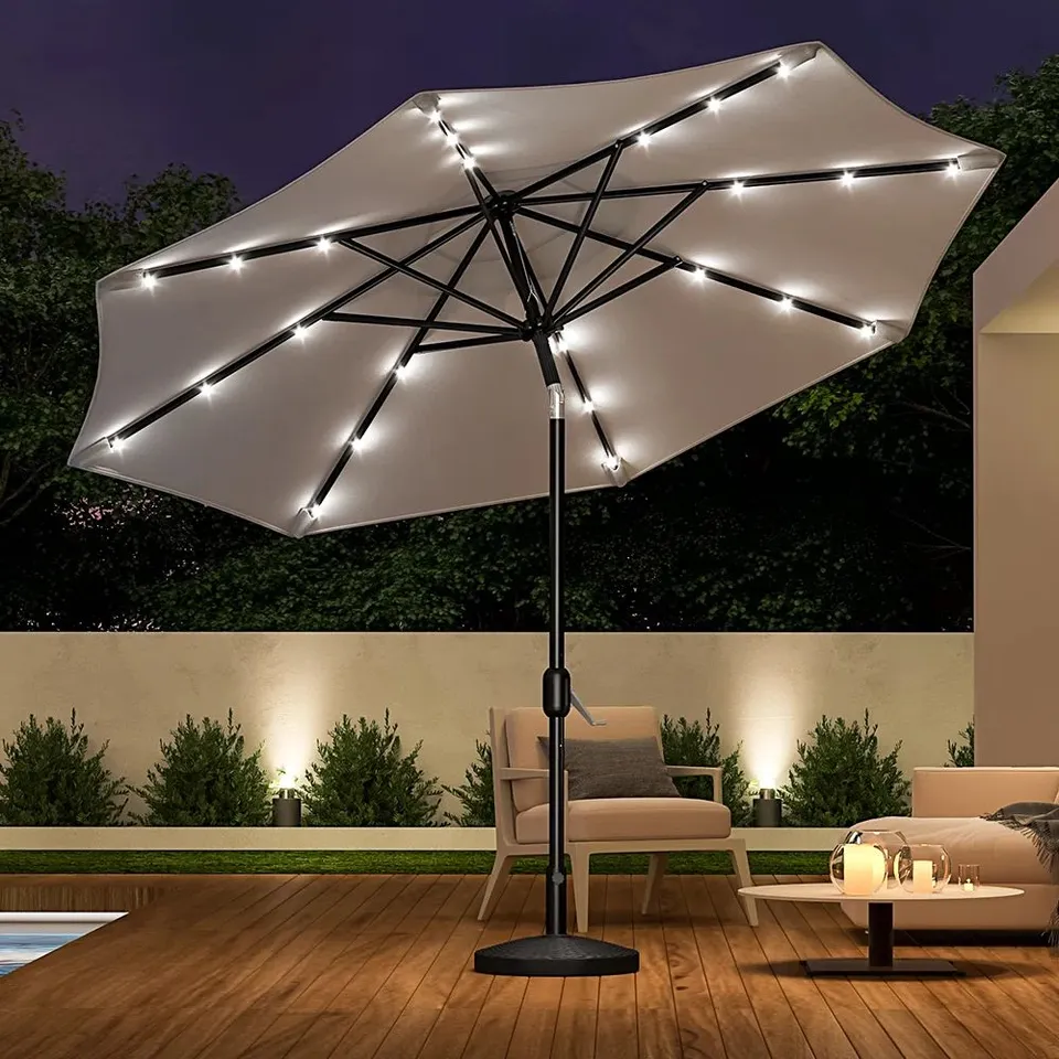 BOXED MAUST 3M TRADITIONAL PARASOL WITH LED LIGHT (2 BOXES)