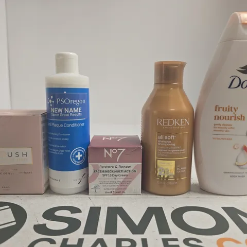 APPROXIMATELY 15 ASSORTED HEALTH & BEAUTY PRODUCTS TO INCLUDE DOVE , REDKEN AND NO7