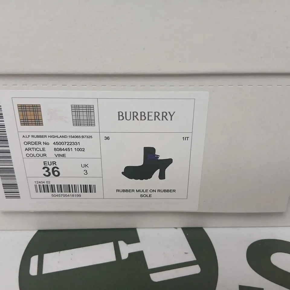 BURBERRY RUBBER MULE ON RUBBER SOLE – UK 3 (EU 36)