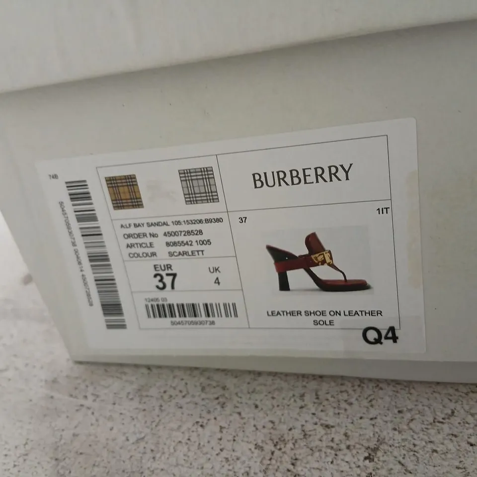 BURBERRY LEATHER SANDALS ON LEATHER SOLE – RED, UK 4 (EU 37)