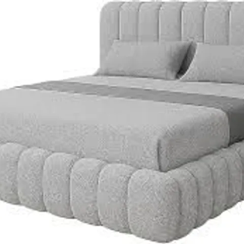BOXED CLOUD OTTOMAN BED BOUCLE//KING - GREY (3 BOXES)